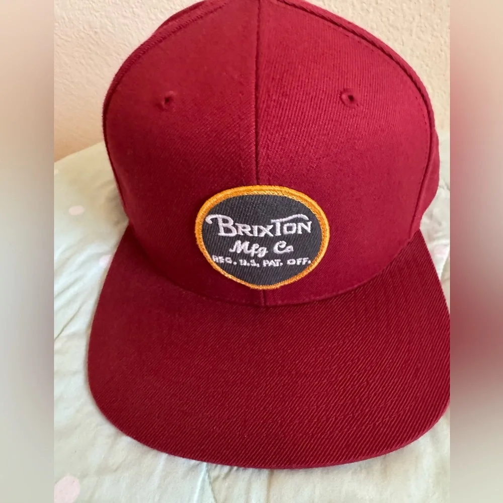 Brixton Men's Deep Red Hat with Logo Patch Snap Back